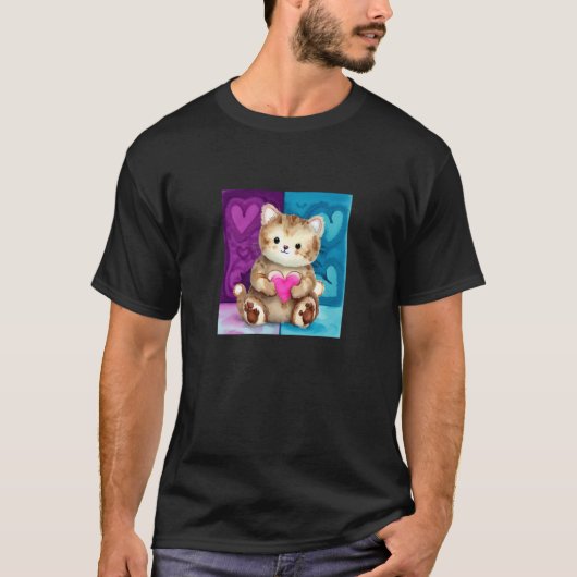 Valentine's Day Love Heart Cat Teddy Girlfriend Fi T-Shirt (Vorderseite)