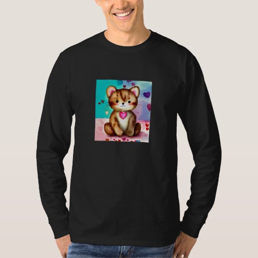 Valentine's Day Love Heart Cat Teddy Girlfriend Fi T-Shirt (Vorderseite)