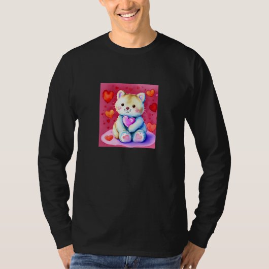 Valentine's Day Love Heart Cat Teddy Girlfriend Fi T-Shirt (Vorderseite)