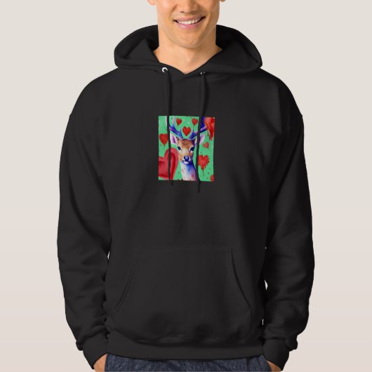 Valentine's Day Love Heart Cute Deer Girlfriend Fi Hoodie (Vorderseite)
