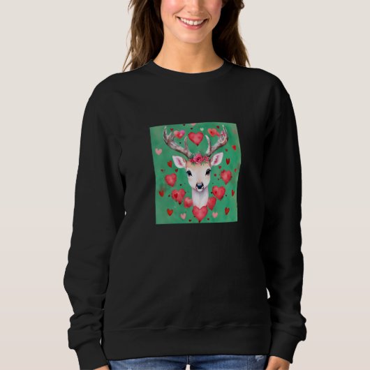 Valentine's Day Love Heart Cute Deer Girlfriend Fi Sweatshirt (Vorderseite)