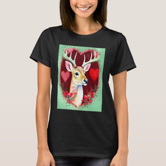 Valentine's Day Love Heart Cute Deer Girlfriend Fi T-Shirt (Vorderseite)