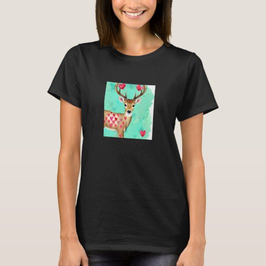 Valentine's Day Love Heart Cute Deer Girlfriend Fi T-Shirt (Vorderseite)