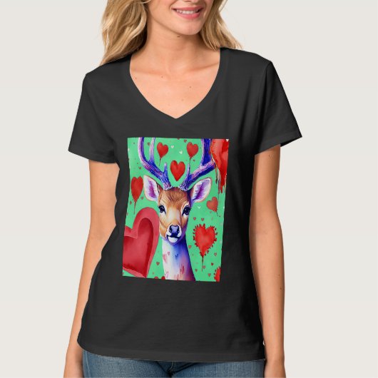 Valentine's Day Love Heart Cute Deer Girlfriend Fi T-Shirt (Vorderseite)