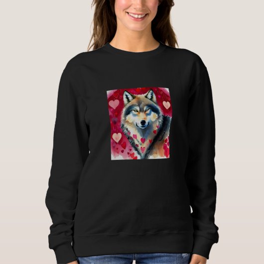 Valentine's Day Love Heart Cute Wolf Girlfriend Fi Sweatshirt (Vorderseite)