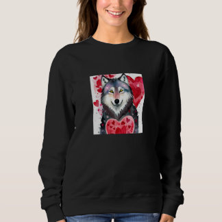 Valentine's Day Love Heart Cute Wolf Girlfriend Fi Sweatshirt