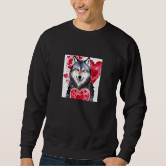Valentine's Day Love Heart Cute Wolf Girlfriend Fi Sweatshirt