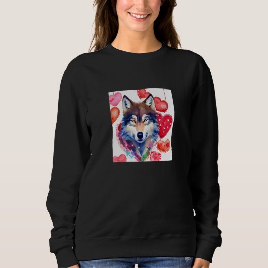 Valentine's Day Love Heart Cute Wolf Girlfriend Fi Sweatshirt (Vorderseite)