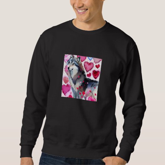Valentine's Day Love Heart Cute Wolf Girlfriend Fi Sweatshirt (Vorderseite)