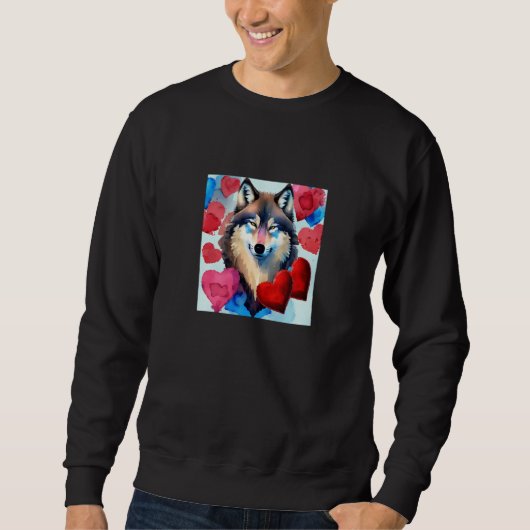 Valentine's Day Love Heart Cute Wolf Girlfriend Fi Sweatshirt (Vorderseite)