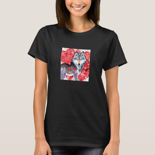 Valentine's Day Love Heart Cute Wolf Girlfriend Fi T-Shirt (Vorderseite)