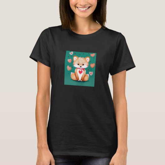 Valentine's Day Love Heart Fox Teddy Girlfriend Fi T-Shirt (Vorderseite)