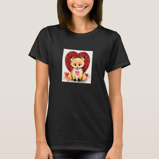 Valentine's Day Love Heart Fox Teddy Girlfriend Fi T-Shirt (Vorderseite)