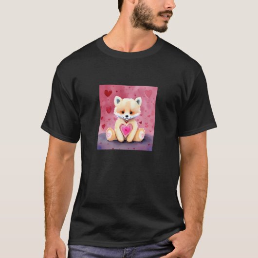 Valentine's Day Love Heart Fox Teddy Girlfriend Fi T-Shirt (Vorderseite)