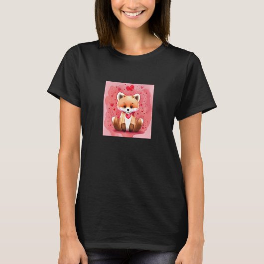 Valentine's Day Love Heart Fox Teddy Girlfriend Fi T-Shirt (Vorderseite)