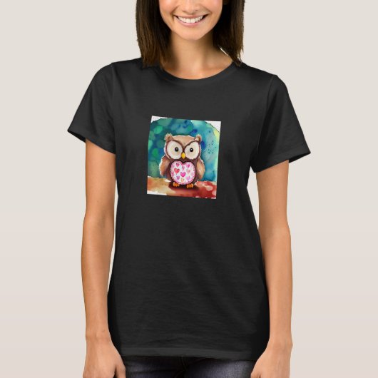 Valentine's Day Love Heart Owl Teddy Girlfriend Fi T-Shirt (Vorderseite)