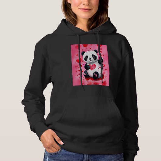 Valentine's Day Love Heart Panda Girlfriend Fiancé Hoodie (Vorderseite)