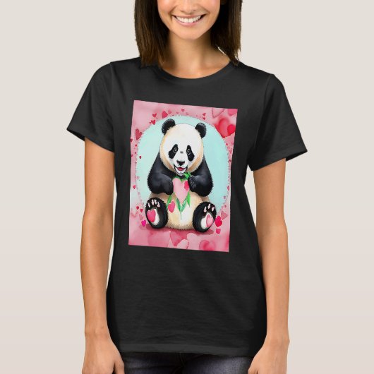 Valentine's Day Love Heart Panda Girlfriend Fiancé T-Shirt (Vorderseite)