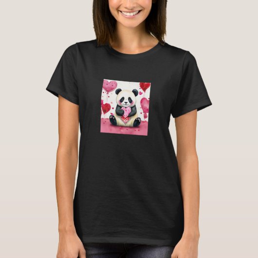 Valentine's Day Love Heart Panda Girlfriend Fiancé T-Shirt (Vorderseite)