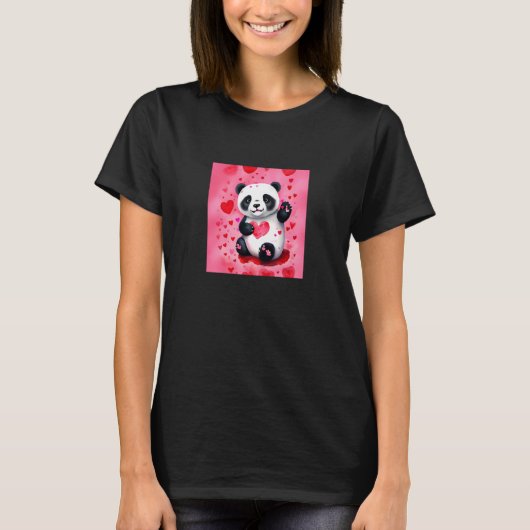 Valentine's Day Love Heart Panda Girlfriend Fiancé T-Shirt (Vorderseite)