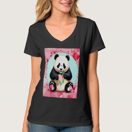 Valentine's Day Love Heart Panda Girlfriend Fiancé T-Shirt (Vorderseite)