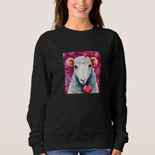 Valentine's Day Love Heart Sheep Girlfriend Fiancé Sweatshirt (Vorderseite)