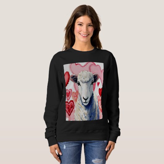 Valentine's Day Love Heart Sheep Girlfriend Fiancé Sweatshirt (Vorne ganz)