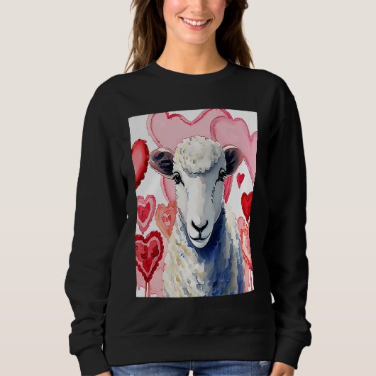 Valentine's Day Love Heart Sheep Girlfriend Fiancé Sweatshirt (Vorderseite)