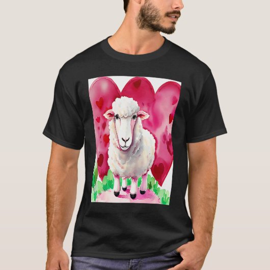 Valentine's Day Love Heart Sheep Girlfriend Fiancé T-Shirt (Vorderseite)
