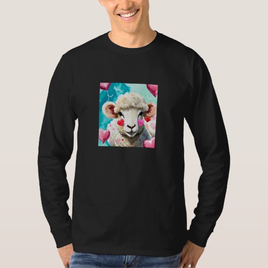 Valentine's Day Love Heart Sheep Girlfriend Fiancé T-Shirt (Vorderseite)