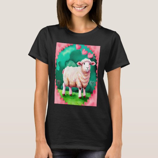 Valentine's Day Love Heart Sheep Girlfriend Fiancé T-Shirt (Vorderseite)
