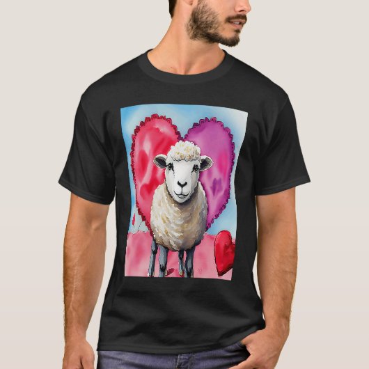 Valentine's Day Love Heart Sheep Girlfriend Fiancé T-Shirt (Vorderseite)