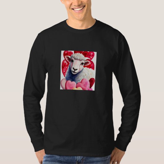 Valentine's Day Love Heart Sheep Girlfriend Fiancé T-Shirt (Vorderseite)