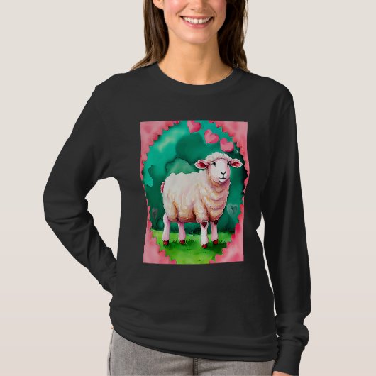 Valentine's Day Love Heart Sheep Girlfriend Fiancé T-Shirt (Vorderseite)