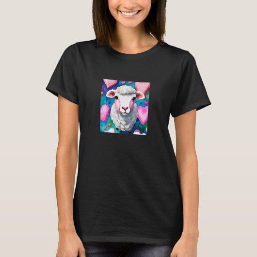 Valentine's Day Love Heart Sheep Girlfriend Fiancé T-Shirt (Vorderseite)