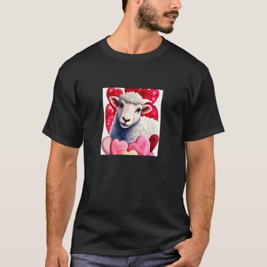 Valentine's Day Love Heart Sheep Girlfriend Fiancé T-Shirt (Vorderseite)