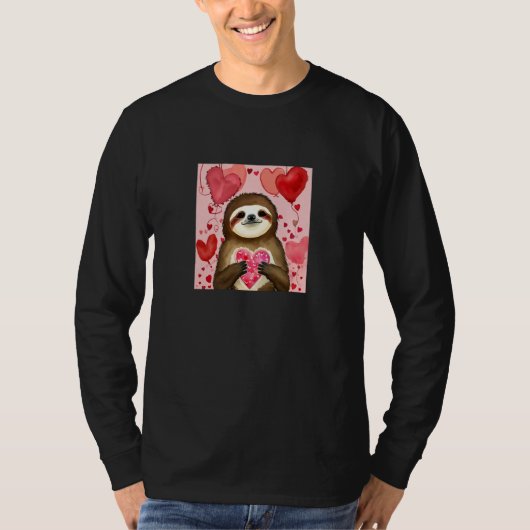Valentine's Day Love Heart Sloth Girlfriend Fiancé T-Shirt (Vorderseite)