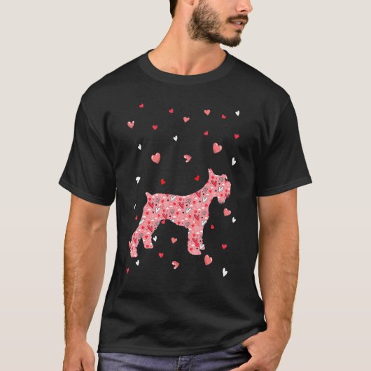 Valentines Day Love Hearts Schnauzer Dog Puppy Lov T-Shirt (Vorderseite)