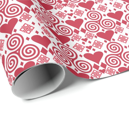 Valentine's Day Love Pink, Red and White Pattern Geschenkpapier (Rolleneckpunkt)