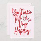 Valentine's Day Love You Make Me Happy Card. Postkarte (Vorne/Hinten)