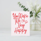 Valentine's Day Love You Make Me Happy Card. Postkarte (Stehend Vorderseite)