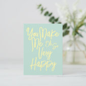 Valentine's Day Love You Make Me Happy Card. Postkarte (Stehend Vorderseite)