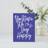 Valentine's Day Love You Make Me Happy Card. Postkarte (Stehend Vorderseite)