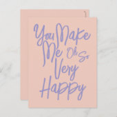 Valentine's Day Love You Make Me Happy Card. Postkarte (Vorne/Hinten)