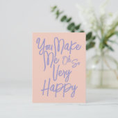 Valentine's Day Love You Make Me Happy Card. Postkarte (Stehend Vorderseite)