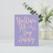 Valentine's Day Love You Make Me Happy Card. Postkarte (Stehend Vorderseite)