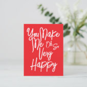 Valentine's Day Love You Make Me Happy Card. Postkarte (Stehend Vorderseite)