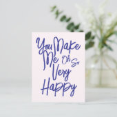 Valentine's Day Love You Make Me Happy Card. Postkarte (Stehend Vorderseite)