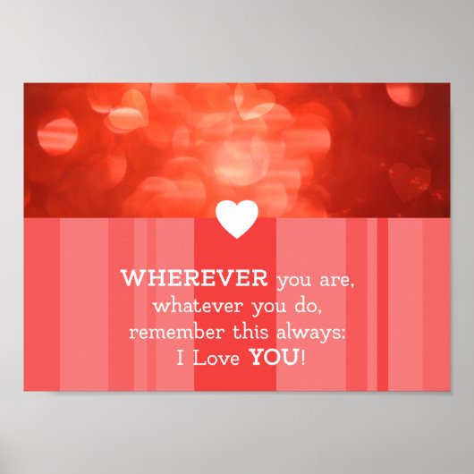 Valentines Day Love You Red Bokeh Hearts Poster (Vorne)