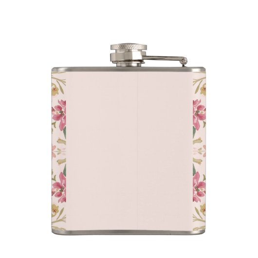 Valentine's Day, Lovely Pink Flowers Pattern Flachmann (Rückseite)